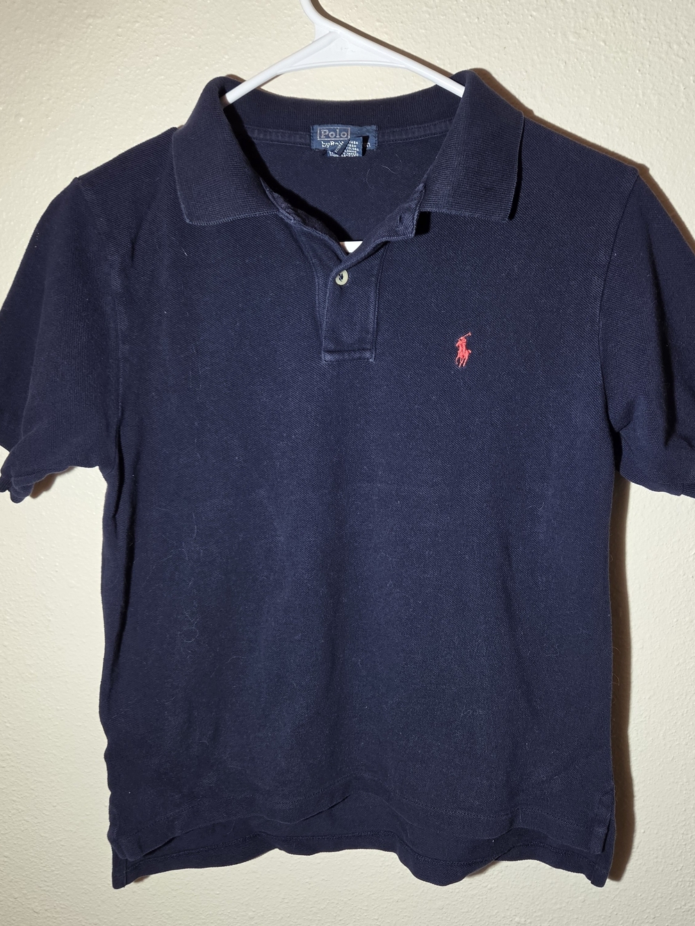 Polo by Ralph Lauren Navy Polo with Pink Pony Embroidery